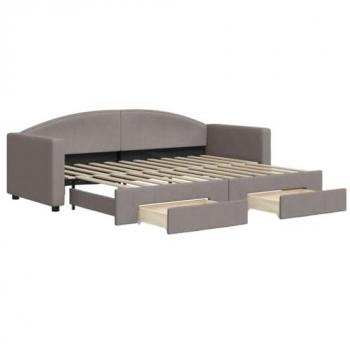 Sofá Cama Nido con Cajones Tela Gris Taupe 80x200 cm