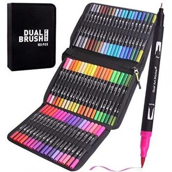 Laconile Rotuladores Lettering,Brush Pen 60 Colors Rotuladores Punta Pincel para Adultos y Niños,Rotuladores Doble Punta para Caligrafía y Dibujos,Bocetos,ilustraciones