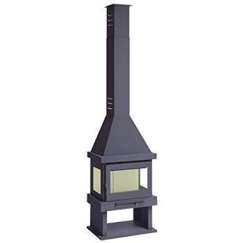 Chimenea de Leña con Turbina Tangencial y Cristales a 3 Caras FM Modelo C-303 T, incluye turbina tangencial e interior de vermiculita
