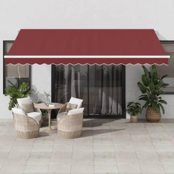 Cortina de protección solar retráctil manual LED burdeos 450x350 cm