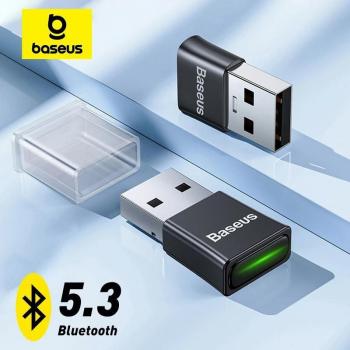 Adaptador Bluetooth Baseus BA07 - Adaptador USB Bluetooth 5.3 con indicador LED, alcance de 20 metros, color negro