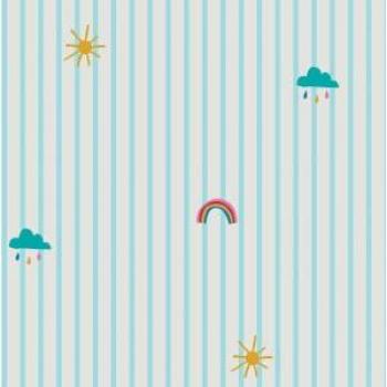 Joules Whatever the Weather Icons Haze Blue Wallpaper - 10m x 52cm, Matte Non Woven, Removable, Paste the Wall