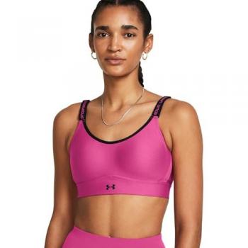 Sujetador Deportivo Under Armour Infinity 2.0 de Soporte Medio para Mujer, Color Astro Rosa/Negro, Talla XL/D-DD
