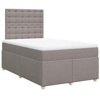 Cama Box Spring con colchón de tela gris taupe 120x200 cm