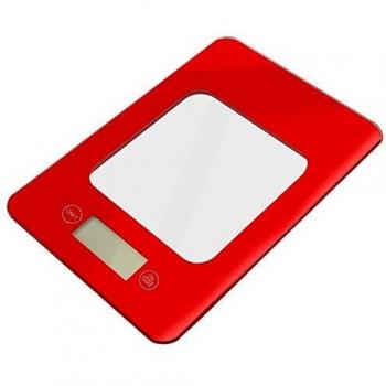 Kuken Balanza Cocina Cristal Cuadrado, Rojo, 5 kg