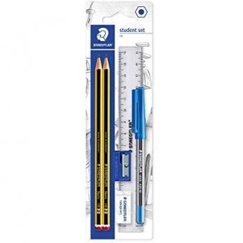 Staedtler - Conjunto de lápices, goma de borrar, bolígrafo y regla