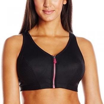 De amor por mujeres de alto impacto cremallera Sport Bra, mujer, color Negro - negro, tamaño 34DD Inch