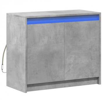 Aparador con LED de madera ingeniería gris hormigón 72x34x61 cm