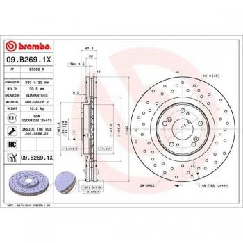 Disco de freno BREMBO XTRA LINE 09.B269.1X, 1 pieza