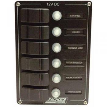 Seachoice 50-12501 Panel interruptor fusible, 6 conectores