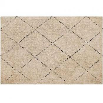 Alfombra de poliéster beige y negro 140 x 200 cm patrón geométrico moderno Mutki