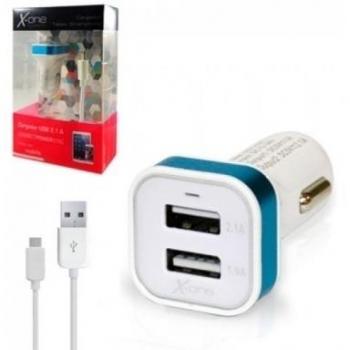 X-One Cargador Usb Para Coche 1A/2,1A + Cable Usb