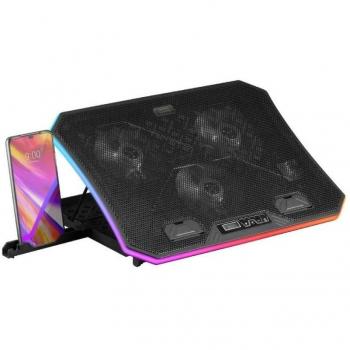Mars Gaming MNBC6, Base Refrigeradora + Stand XL 19'' ARGB, 3 Ventiladores, Soporte para Móvil