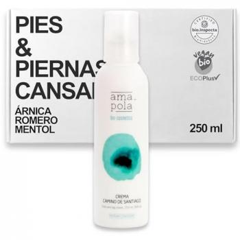 Crema Camino de Santiago 250ml Amapola Biocosmetics - Hidratación y Protección para Pies Cansados y Agrietados - Ingredientes Ecológicos, Naturales y Veganos