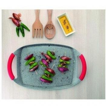 Lacor Eco 24236 - Plancha Grill, Piedra, Aluminio Fundido, 29 x 22,5 cm, Gris