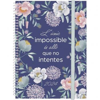 Agenda Finocam 2024 Design Collection E10 Espiral Semana Vista Horizontal Imposible Multicolor Catalán Multilingüe 155x212 mm