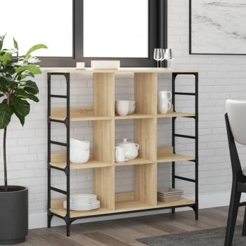 Aparador de madera de ingeniería 102x32x103,5 cm en color roble Sonoma, mueble de almacenaje para salón, buffet auxiliar y armario de almacenamiento