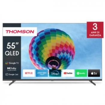 Televisor Thomson 55 QLED 4K Ultra HD Smart Google TV, Wi-Fi, Dolby Audio, HDR10, Bluetooth 5.1, Triple-Tuner (Cable/Satélite/Antena), HDMI, Ci+, A+