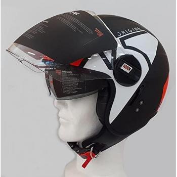Casco Moto Jet Abierto Origine Alpha V5 Negro Blanco con Gafa de Sol y Pantalla