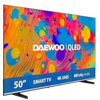 Televisor Daewoo 50 QLED Smart TV 4K UHD HDR con Dolby Vision y Atmos, Diseño sin Marcos, Compatible con Alexa, Peana Lateral
