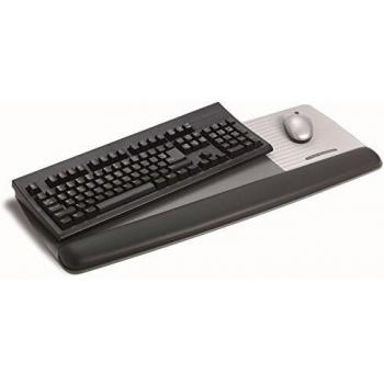 3M Gel 650 x 260mm Wrist Rest Keyboard Platform with Mouse Mat with Gel Wrist Rest - Black Leatherette