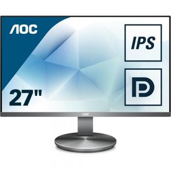 Monitor AOC I2790VQ/BT de 27 con Resolución Full HD, Tecnología IPS y Flicker Free, 1920x1080 Pixeles, Brillo de 250 cd/m, Conexiones D-SUB, HDMI 1x1.4 y Displayport 1x1.2 en Color Negro/Plata