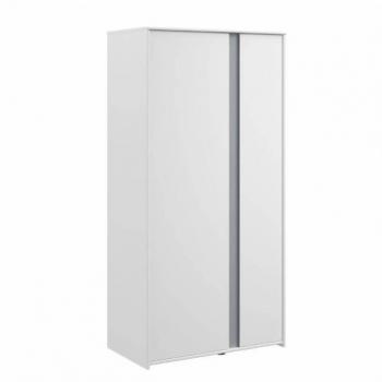 Armario Juvenil Germain 2 Puertas en Blanco Mate y Gris, 90cm, Melamina Moderno y Funcional