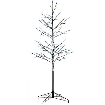 HOMCOM Árbol Decorativo Sintético con 120 Luces LED IP44 Brillo Ajustable en 7 Modos Ramas Flexibles Base Estable para Decoración de Interiores y Navidad Altura 150 cm
