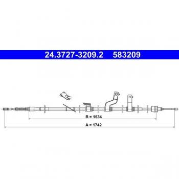 Cable de freno de mano ATE 24.3727-3209.2 con alta resistencia y durabilidad