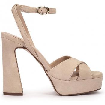 Sandalias de tacón de ante en color beige modelo MONTPELLIER