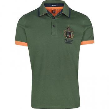 Aeronautica Militare Green Polo Shirt with Jacquard Collar, Male, Size L