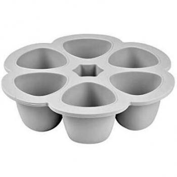 BÉABA, Silicone Multi-Containers, Premium-Quality for Baby, Extreme Heat Resistance, Oven and Microwave, 6 Separate Sections, Airtight Lid, Made in Italy - 6x90 ml - Grey
