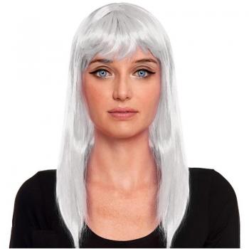 Peluca Blanca Lisa con Fleco