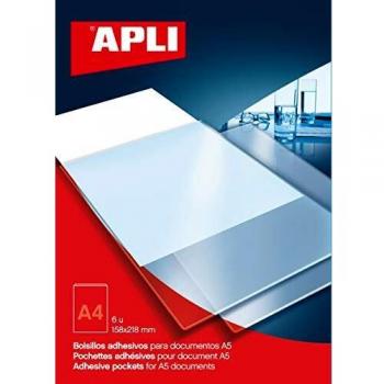 APLI 2575 - Bolsillos adhesivos A4 6 u.