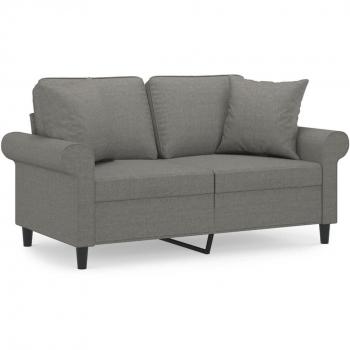 vidaXL 2-Seater Sofa with Cushions Dark Grey 120 cm Fabric
