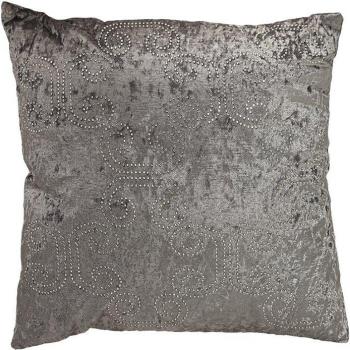 Cojín de terciopelo con pedrería Romimex Plateado 45 x 45 x 10 cm, 400 gramos