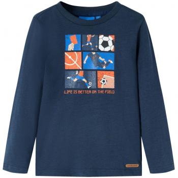 Camiseta Infantil Manga Larga Azul Marino Melange Talla 128