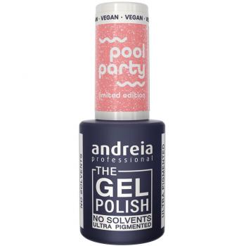 Esmalte semipermanente Andreia The Gel Polish Pool Party Nº3 10.5 ml, rosa claro con partículas blancas