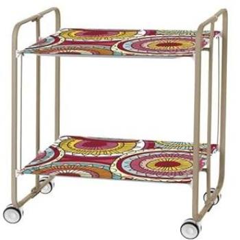 Carrito Auxiliar Plegable Don Hierro con Ruedas y 2 Estantes, Color Arena