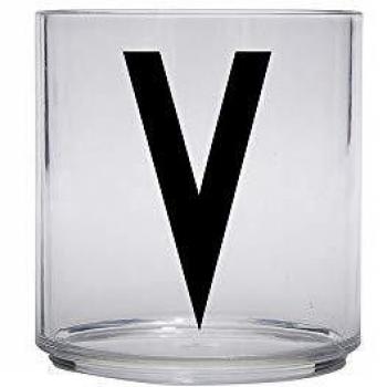 Design Letters Vaso para beber personal para bebés y niños en tritan - V - Sin BPA, Sin BPS y Sin EA, disponible de la A-Z, los accesorios se venden por separado, apto para lavavajillas, 62 g, 175 ml