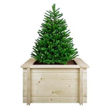 Jardinera elevada de madera maciza - 58x58xH35cm - para jardín, balcón y terraza - ideal para flores, especias y verduras - Timbela M616