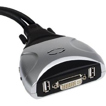 Conmutador KVM Automático DVI para 2 PCs con USB y Audio/Micrófono - Incluye Cables Value