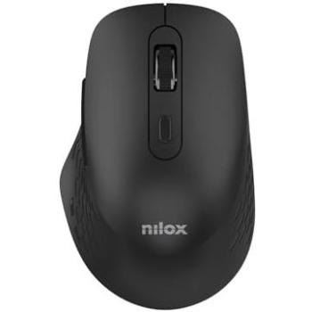 Ratón Inalámbrico Dual Nilox 1600 DPI Negro, Bluetooth y USB, Ergonómico, 6 Botones Silent Click, Recargable por USB-C