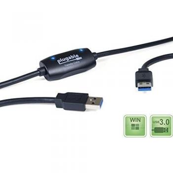 Plugable Technologies USB 3.0 Transfer Cable for Unlimited Data Transfer Between 2 Windows PCs, Compatible with Windows 11, 10, 8.1, 8, 7, Vista, XP; Includes Bravura Easy Computer