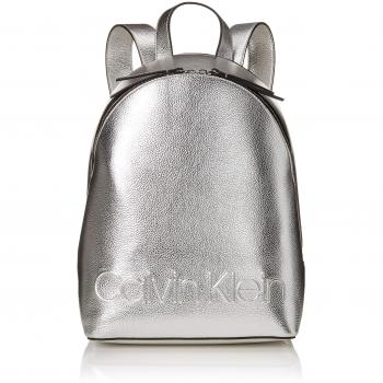 Calvin Klein - Edged Backpack Met, Mochilas Mujer, Gris
