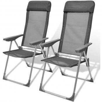 vidaXL Set de 2 sillas camping aluminio, ajustable y plegable