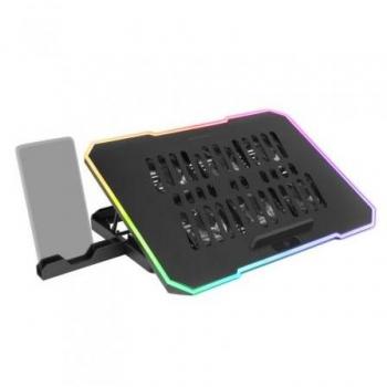 Mars Gaming MNBC7 Base Refrigeradora para Portátiles hasta 16 con Iluminación LED RGB, 6 Ventiladores, Soporte Smartphone en Negro