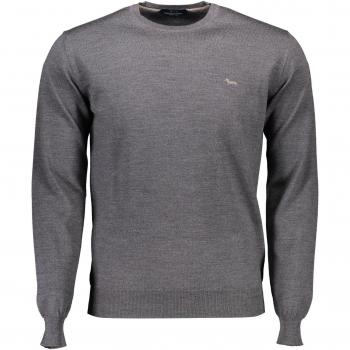 Harmont & Blaine Gray Wool Sweater - XXL, Round-neck Knitwear, Long-Sleeved, Classic Logo