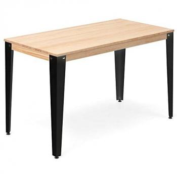 Mesa Lunds 180x80x75cm Negra de Madera Maciza de Pino con Acabado Natural Estilo Nórdico Industrial