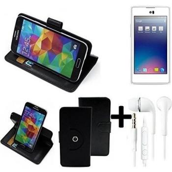 TOP SET: 360° Funda Smartphone para Yota YotaPhone, negro + Auriculares | Función de stand Caso Monedero BookStyle mejor precio, mejor funcionamiento - K-S-Trade | Funda Universal Caso Monedero cubierta del tirón Monedero Monedero
